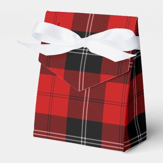 Ramsay tartan red black plaid bedankdoosjes (Voorkant Zijde)