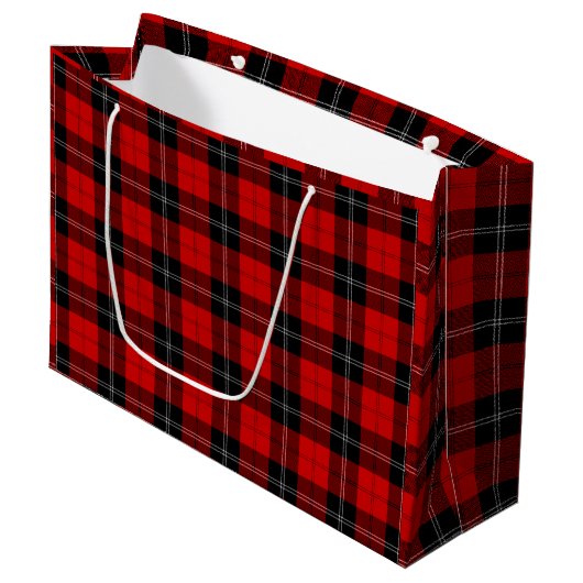 Ramsay tartan red black plaid groot cadeauzakje (Voorkant Gekanteld)