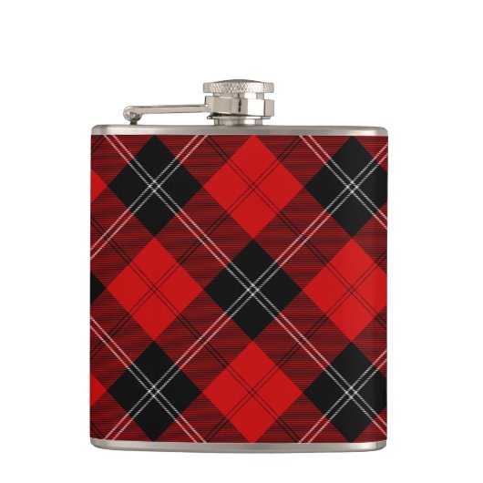 Ramsay tartan red black plaid heupfles (Voorkant)