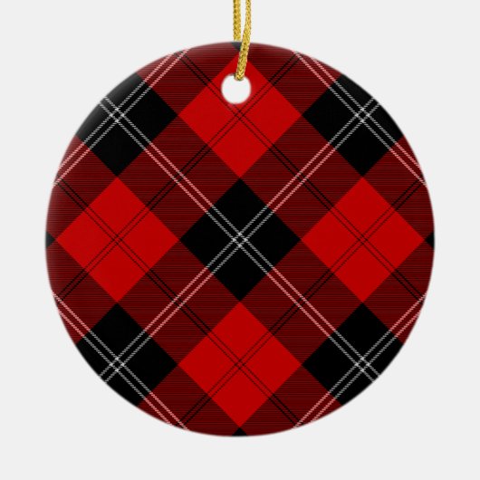 Ramsay tartan red black plaid keramisch ornament (Voorkant)