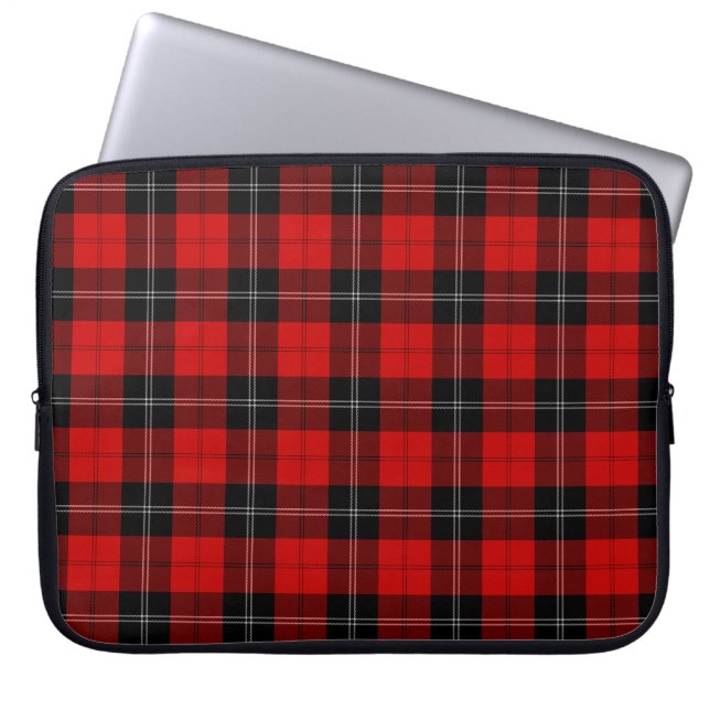 Ramsay tartan red black plaid laptop sleeve (Voorkant)