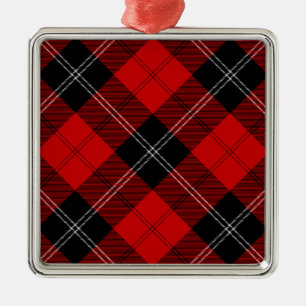 Ramsay tartan red black plaid metalen ornament