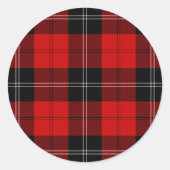 Ramsay tartan red black plaid ronde sticker (Voorkant)