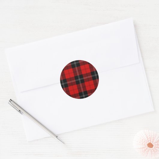Ramsay tartan red black plaid ronde sticker (Envelop)