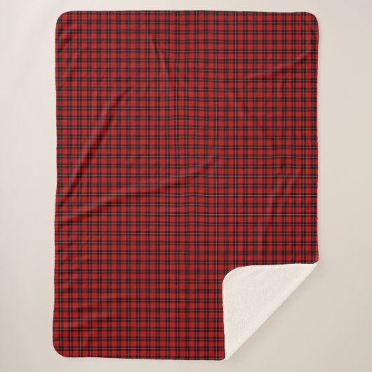 Ramsay tartan red black plaid sherpa deken (Voorkant)