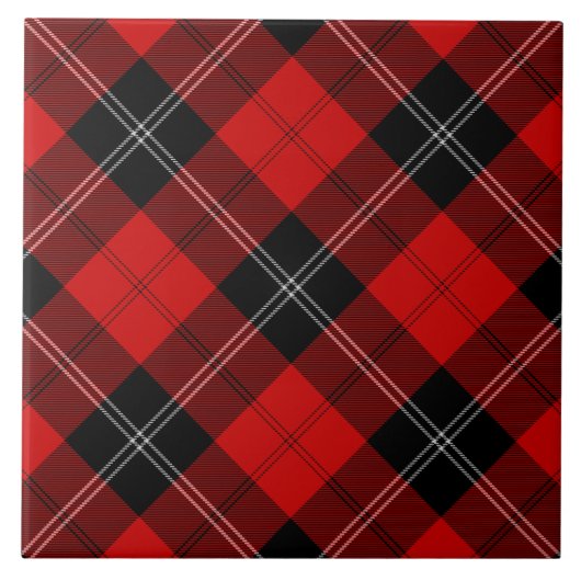 Ramsay tartan red black plaid tegeltje (Voorkant)