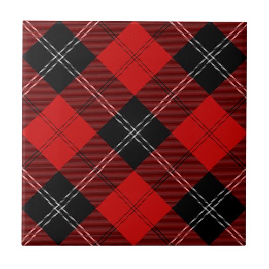 Ramsay tartan red black plaid tegeltje (Voorkant)
