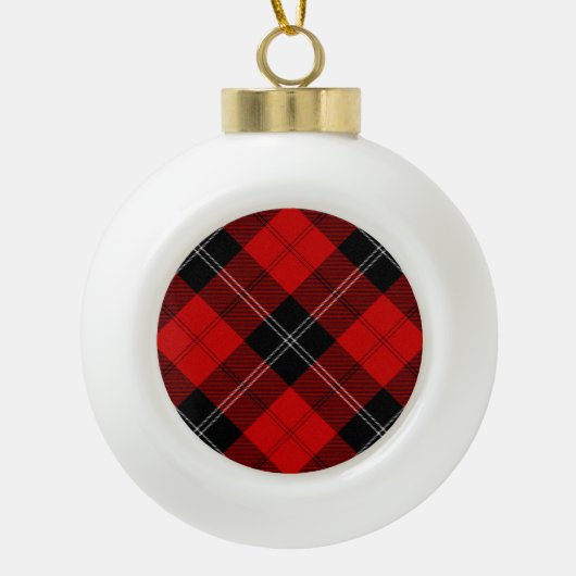 Ramsay tartan rood zwart geruit keramische bal ornament (Voorkant)