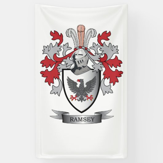 Ramsey Family Crest Coat of Arms Spandoek (Verticaal)