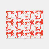 Ramsilhouet in rood omlijnd patroon fleece deken (Voorkant (Horizontaal))
