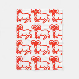 Ramsilhouet in rood omlijnd patroon fleece deken