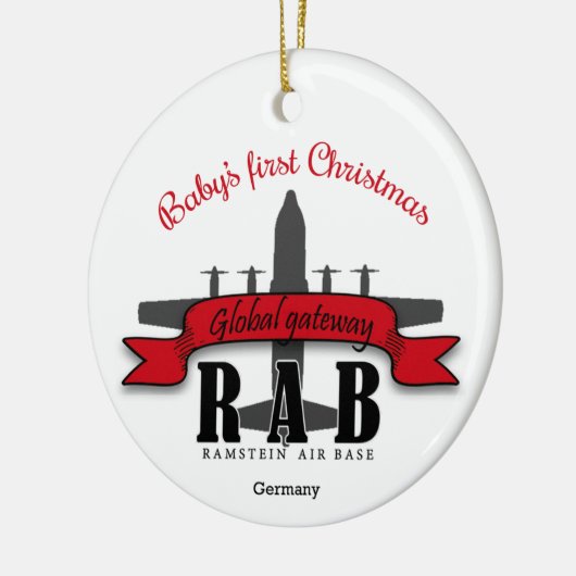 Ramstein Air Base Baby's Eerste Kerstkeramiek O Keramisch Ornament (Links)