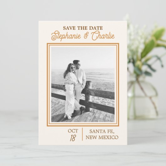 Ranch Bruiloft met foto Opslaan De Datum Uitnodigi Kaart (Staand voorkant)