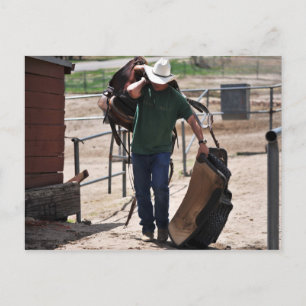 Ranch Cowboy met een zadel Briefkaart