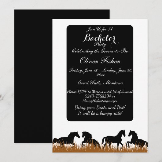 Ranch en Rides Theme Bachelor Party Kaart (Voorkant / Achterkant)