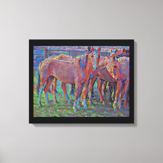 Ranch Horses Abstracte originele kunst Canvas Afdruk (Voorkant)