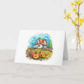 Ranch House met zomerbloemen blanco notitie Kaart (Gele Bloem)