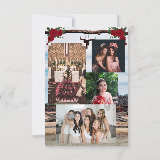 Ranch Masquerade Quinceañera 15e verjaardag Bedankkaart (Achterkant)