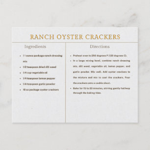 Ranch Oyster Crackers Recept Thanksgiving Voedsel Briefkaart