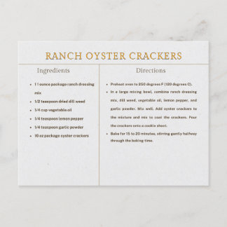 Ranch Oyster Crackers Recept Thanksgiving Voedsel Briefkaart