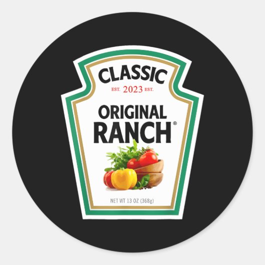 Ranch Sauce Groene Salade Dressing Halloween Ronde Sticker (Voorkant)