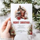 Ranch style Christmas greeting card editable Feestdagenkaart