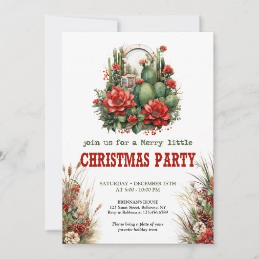 Ranch style Christmas party printable invite Kaart (Voorkant)