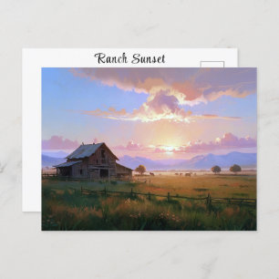 Ranch Sunset Sunrise schilderij verlaten oud Boerd Briefkaart