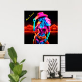 Ranch vrouw neon boerderij cowgirl schattig rustie poster (Thuiskantoor)