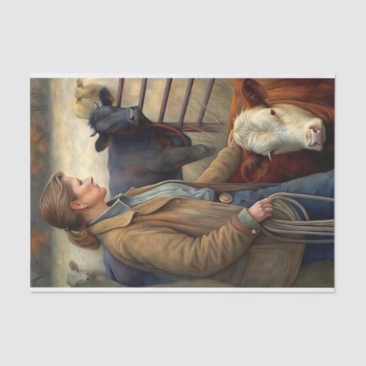 Ranch Vrouw Rundvee Decoupage Tissuepapier (Voorkant)