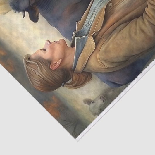 Ranch Vrouw Rundvee Decoupage Tissuepapier (Detail)