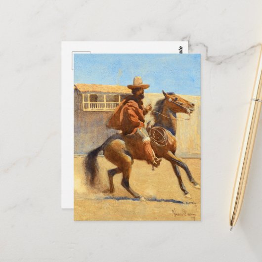 Ranchero of Old California door Maynard Dixon Briefkaart (Voorkant / Achterkant in situ)