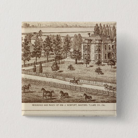 Ranches, Hanford, Cal Vierkante Button 5,1 Cm (Voorkant)