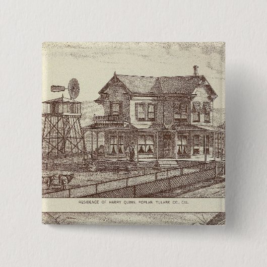 Ranches, Poplar, Cal Vierkante Button 5,1 Cm (Voorkant)