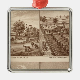 Ranches, stallen, Tulare Co., Cal Metalen Ornament