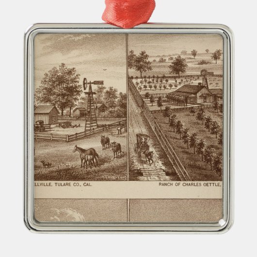 Ranches, stallen, Tulare Co., Cal Metalen Ornament (Voorkant)