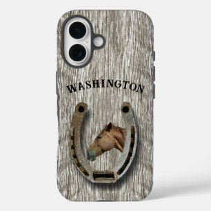 Ranching en Paarden - Hoefijzer ontwerp Personalis iPhone 16 Hoesje