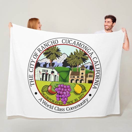 Rancho Cucamonga (Californië) City Seal Fleece Deken (In situ)