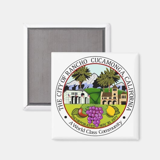 Rancho Cucamonga (Californië) City Seal Magneet (Voorkant / Achterkant)