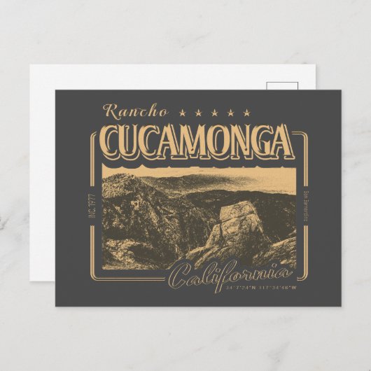 RANCHO CUCAMONGA CALIFORNIË - CUCAMONGA PEAK BRIEFKAART (Voorkant / Achterkant)