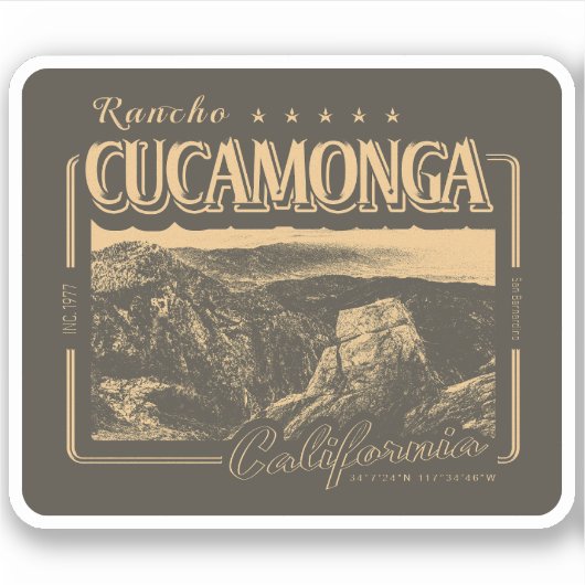 RANCHO CUCAMONGA CALIFORNIË - CUCAMONGA PEAK STICKER (Voorkant)