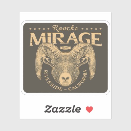 RANCHO MIRAGE CALIFORNIA  - BIGHORN SHEEP STICKER (Vel)
