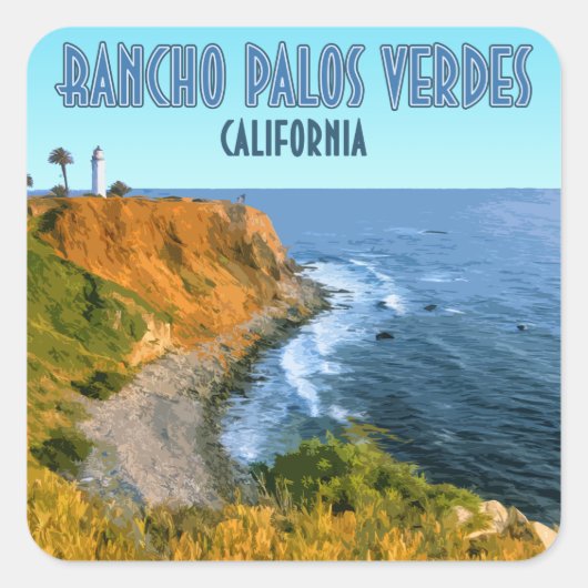 Rancho Palos Verdes California Point Vicente Vierkante Sticker (Voorkant)