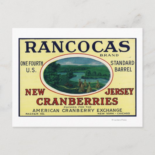 Rancocas Brand Cranberry Label Briefkaart (Voorkant)