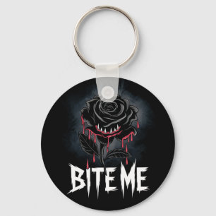 Rand 'Bite Me' Gotische Roos Ontwerp  Sleutelhanger
