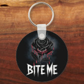 Rand 'Bite Me' Gotische Roos Ontwerp Sleutelhanger (Voorkant)