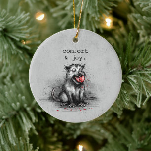 Rand Christmas Afval Opossum Die Kauw Glazen Kerst Keramisch Ornament