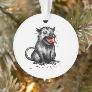 Rand Christmas Afval Opossum Die Kauwende Glas Bal Ornament
