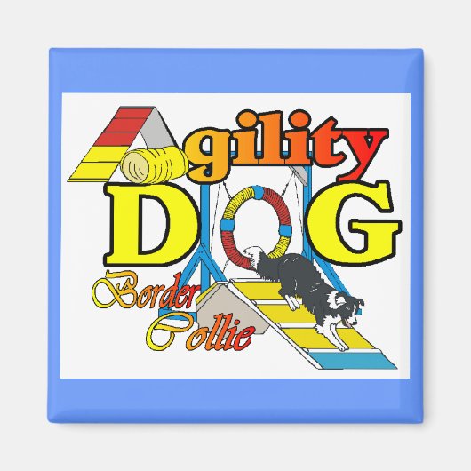 Rand Collie Agility Gifts Magneet (Voorkant)