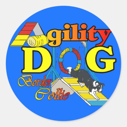 Rand Collie Agility Gifts Ronde Sticker (Voorkant)